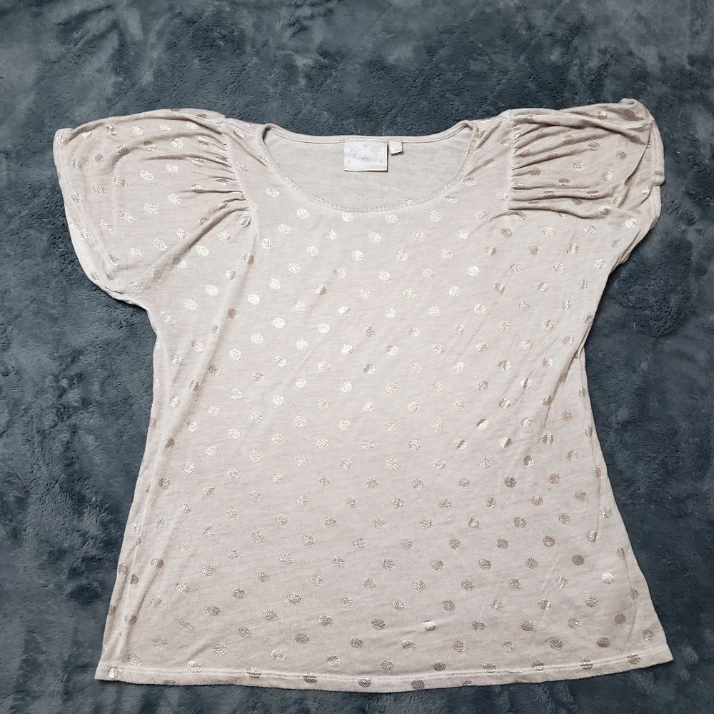 Dantelle Gold Foil Dots Print Top Shirt Size Small